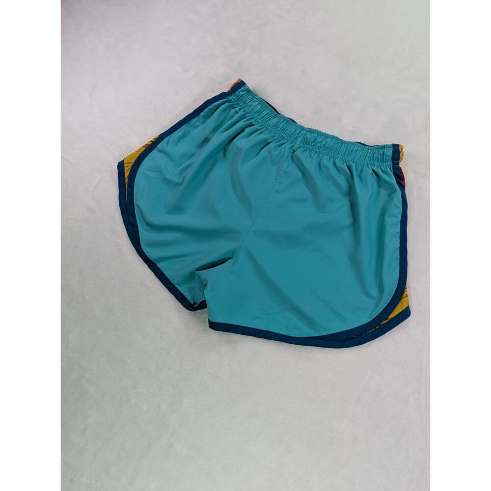 Nike Women's Tempo Dri-FIT Running Shorts Medium M Geo Print Teal Blue - Picture 11 of 12